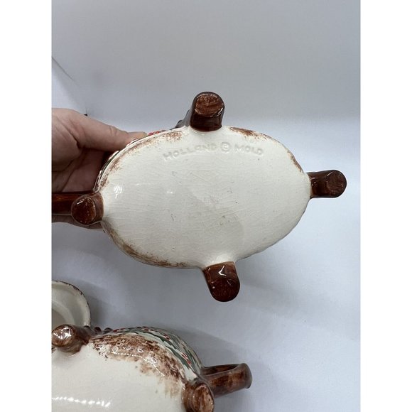 Christmas teapot Holly Lidded Teapot Creamer Sugar Bowl Set holiday Holland red - Picture 14 of 16